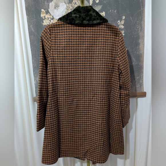 Louche London Dryden Cottage Check Faux Fur Wool Blend A-Line Coat Size US 8 NWT - Picture 9 of 9